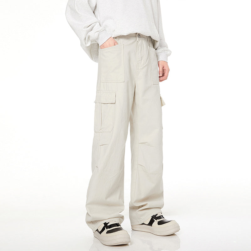 American Loose Straight Drape Wide Leg Large Pocket Casual Pants
