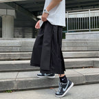 Japanese Style Fake Two Piece Side Ribbon Pants