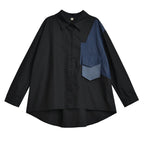 Denim Patchwork Pocket Long Sleeve Shirt