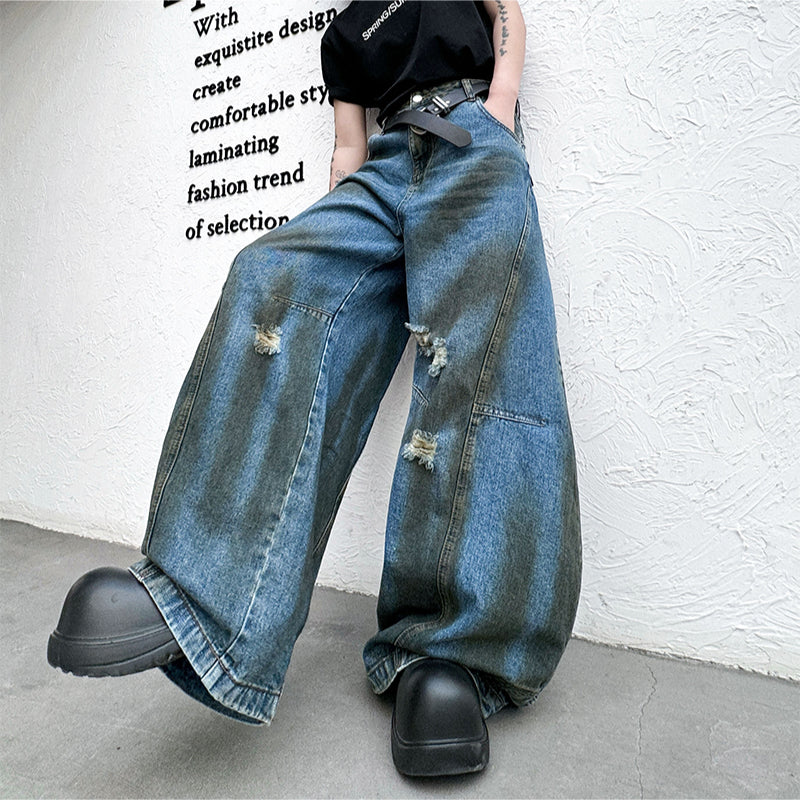 Retro Ripped Backwards Jeans