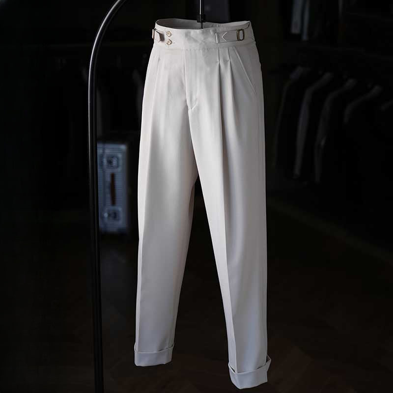 Italian Paris Buckle Loose Straight Business Suit Trousers