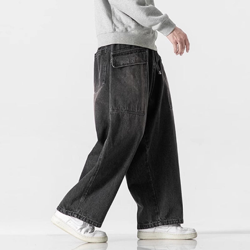Loose Wide Big Pocket Straight Jeans