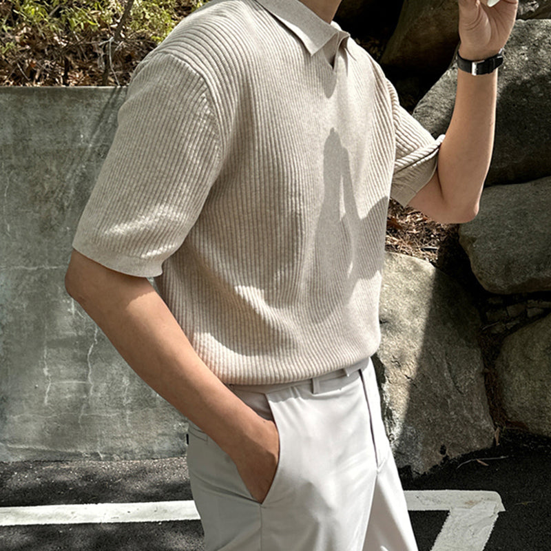 Knitted Lapel Polo Shirt