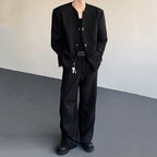 Metal Button V-neck Short Suit Jacket