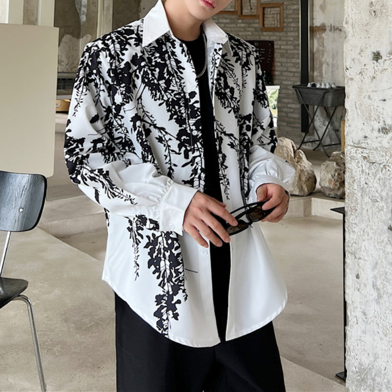 Printed Long Sleeve Loose Casual Shirt
