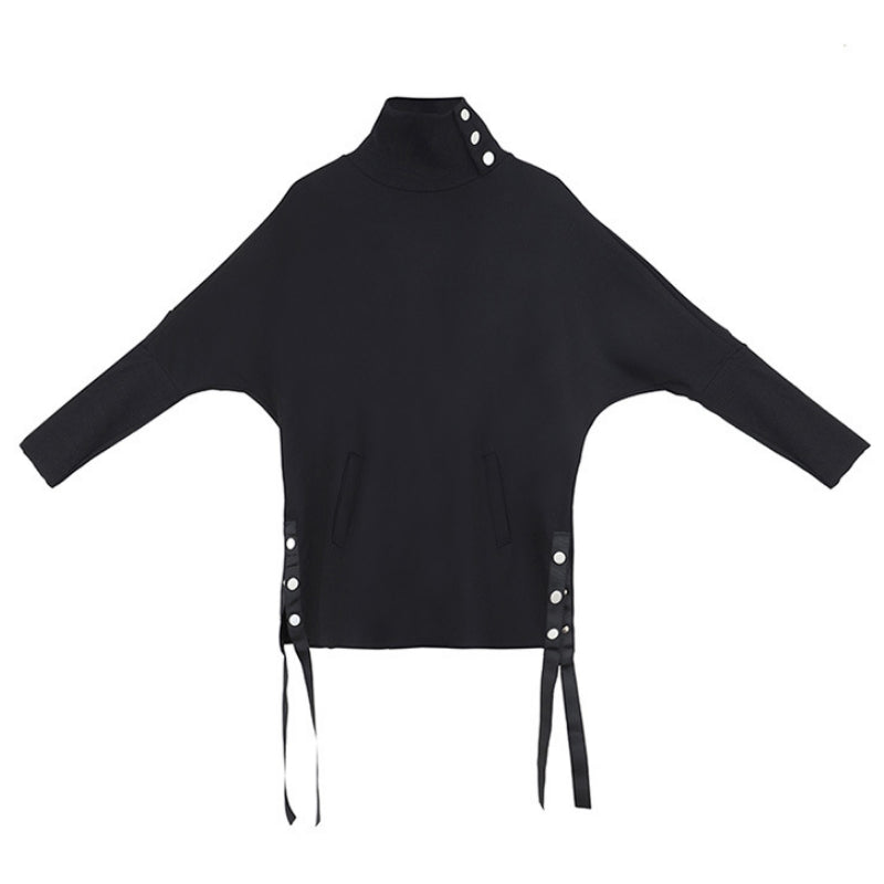 Irregular Streamer High Collar T-shirt