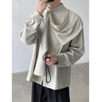 Vintage Ribbon Scarf French Collar Shirt