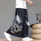 Dragon Pattern Straight Wide-leg Pants