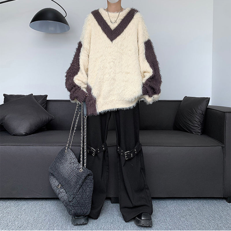 Contrast Patchwork Loose Sweater