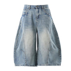 Retro Loose Scimitar Denim Cropped Trousers