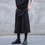 Drawstring Elastic Waist Pleated Solid Culottes