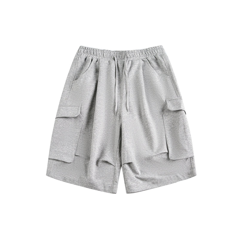 Middle Pleated Multi-pocket Cropped Sweatpants