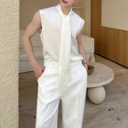 Sleeveless Satin Waistcoat Shirt