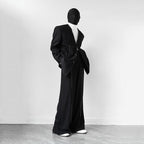 Hand-sewn Raw-edge Collarless Suit Jacket Loose-fitting Pants Two-piece Suit