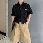 Summer Short-sleeved Shirt with Detachable Shoulder Pads