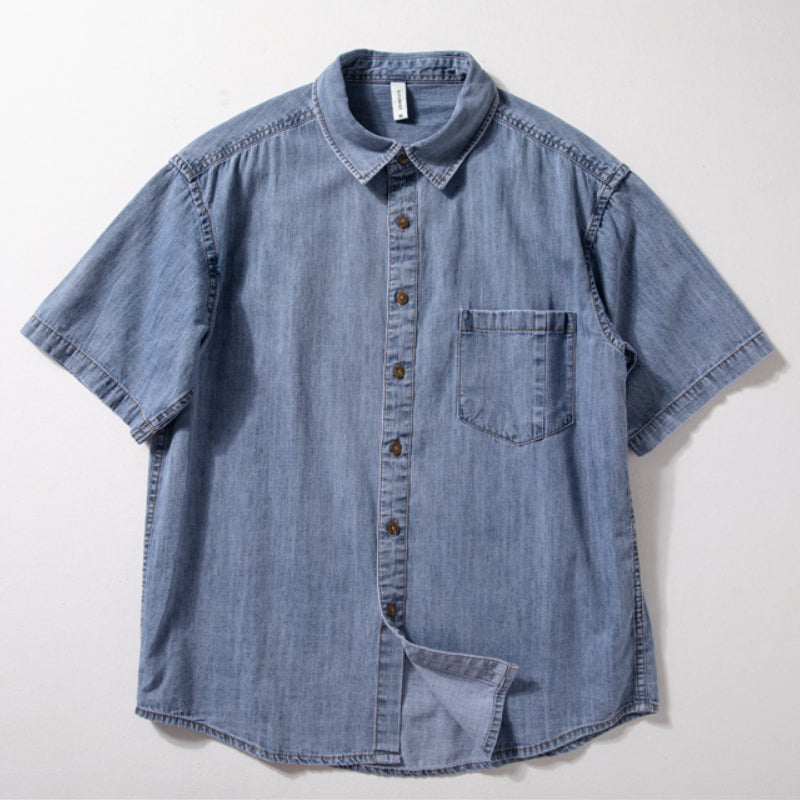 Denim Loose Thin Retro Workwear T-shirt