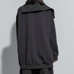 Stand Collar Zipper Loose Irregular Sweatshirt