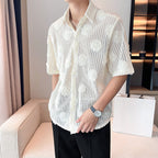 Hollow 3D Floral Short-sleeved Shirt