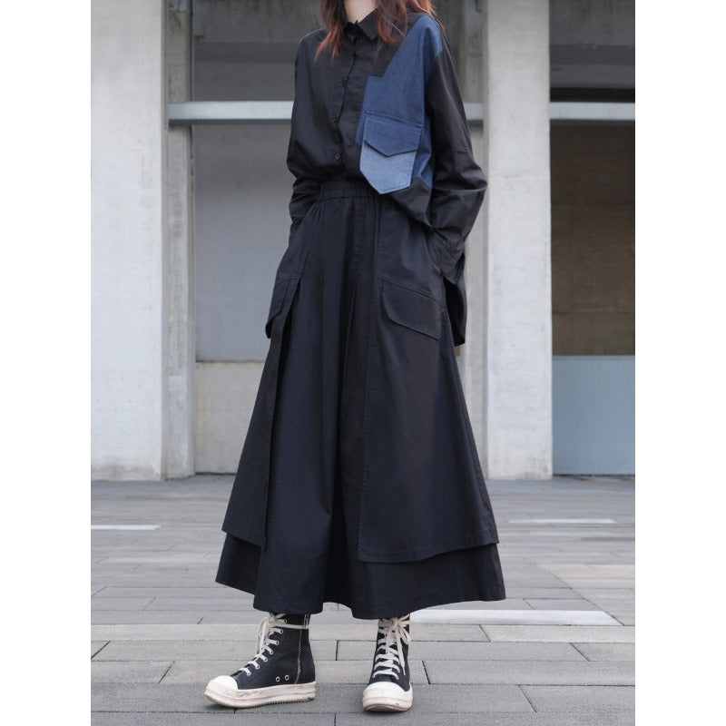 Dark layered pocket skirt