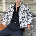 Retro Ink-splashed Digital Print Short Jacket