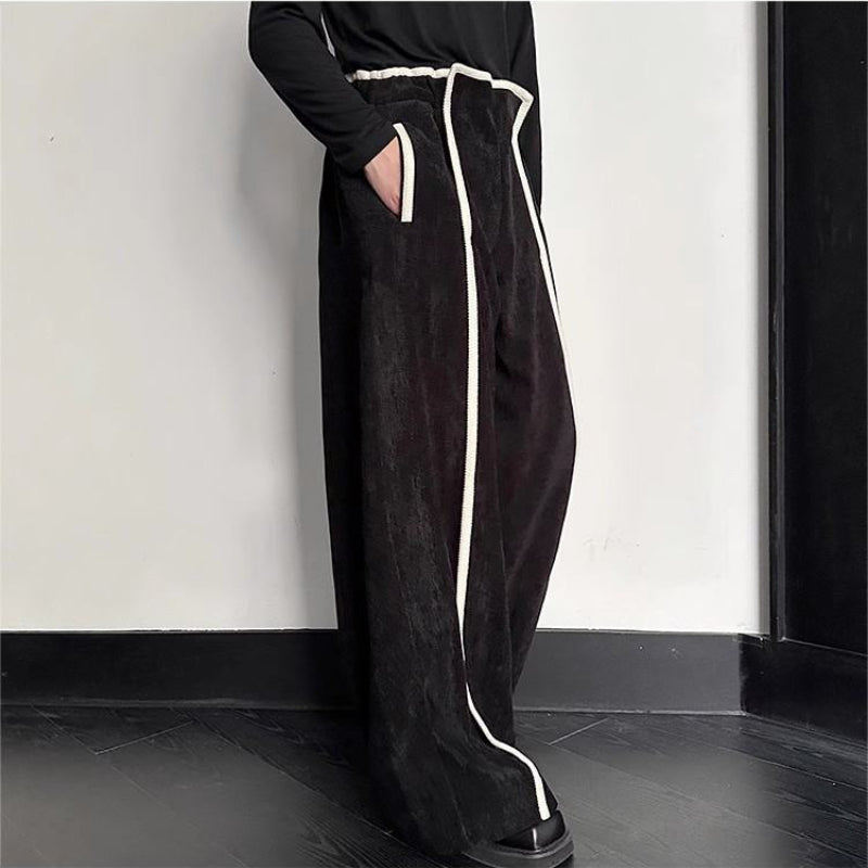 Straight-leg Webbing Patchwork Wide-leg Trousers