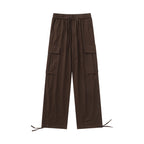 Drawstring Side Pockets Adjustable Trousers