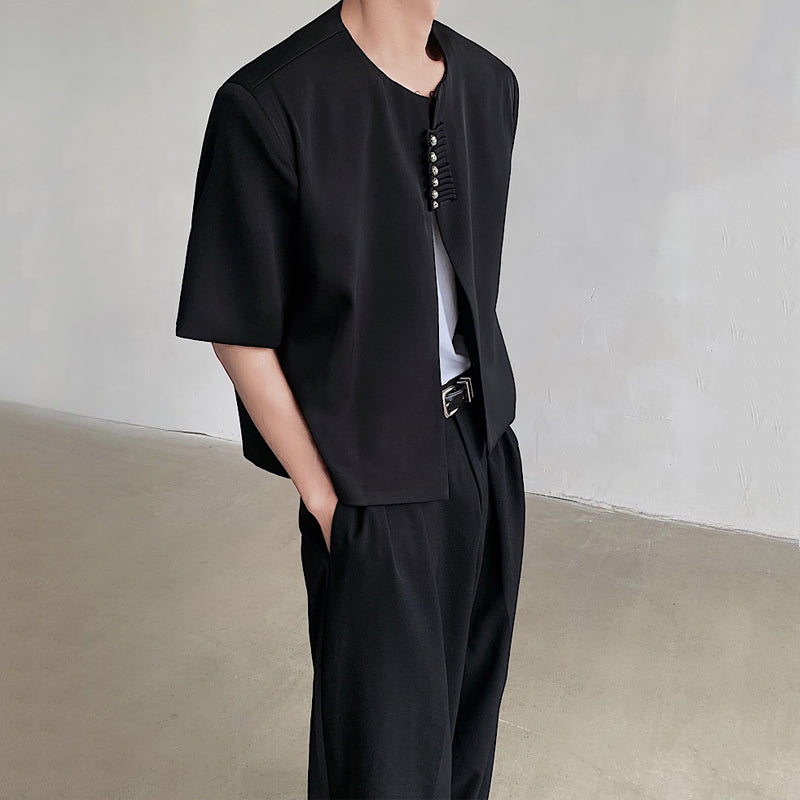 Padded Shoulder Loose Short Suit Jacket