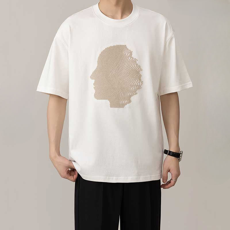 American Embroidery Round Neck Loose Casual T-shirt