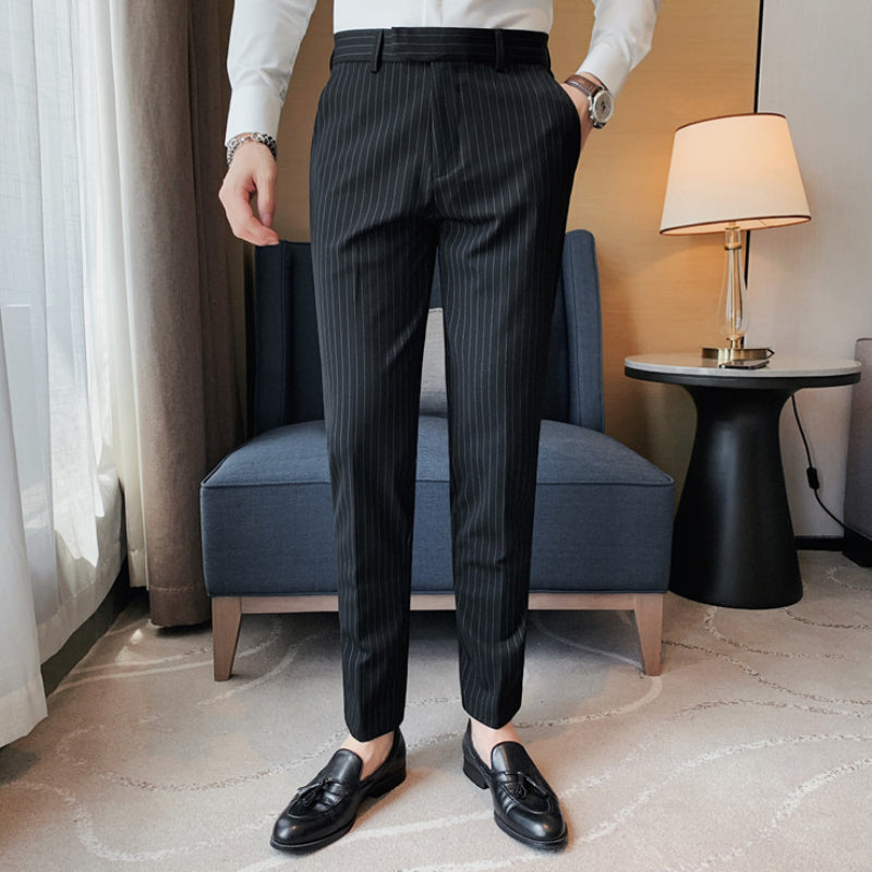 Striped Business Casual Slim Fit Suit Pants