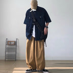 Denim Short-sleeved Loose Work Shirt