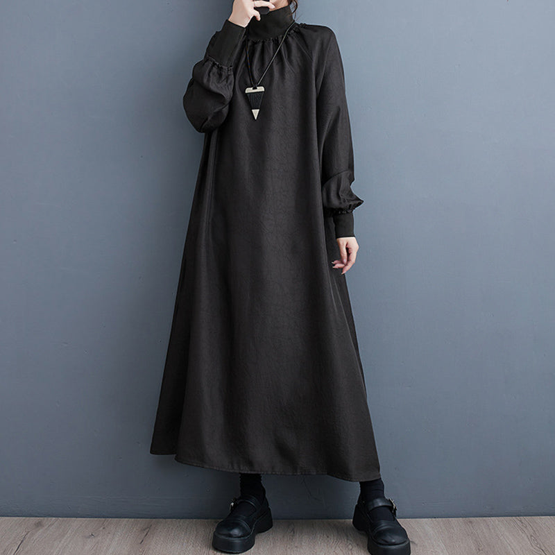 High Neck Casual Loose Raglan Sleeve Dress