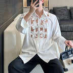 Spliced Flower Hollow Casual Shirt