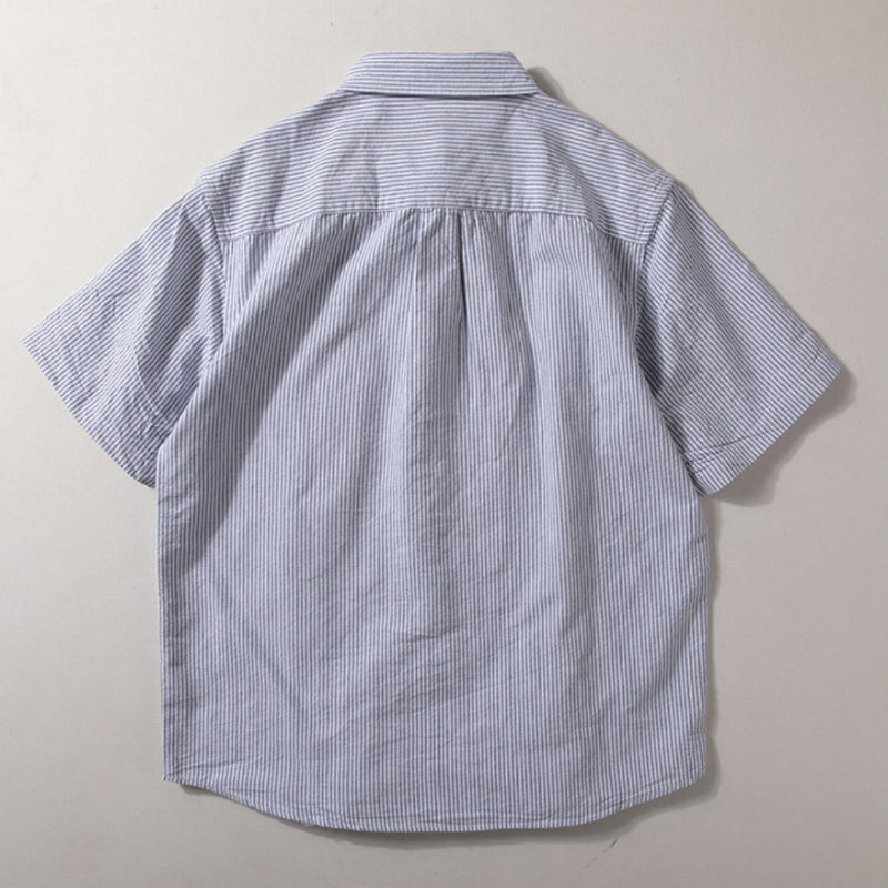 Blue Striped Cotton Loose Casual T-shirt