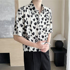 Ice Silk Loose Casual Heart Print Shirt