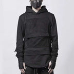 Dark Loose Hooded Pullover Sweatshirt