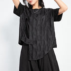 Asymmetric Round Neck Loose Fake Two-piece T-shirt