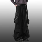 Multi-Pocket Cargo Wide-Leg Casual Pants
