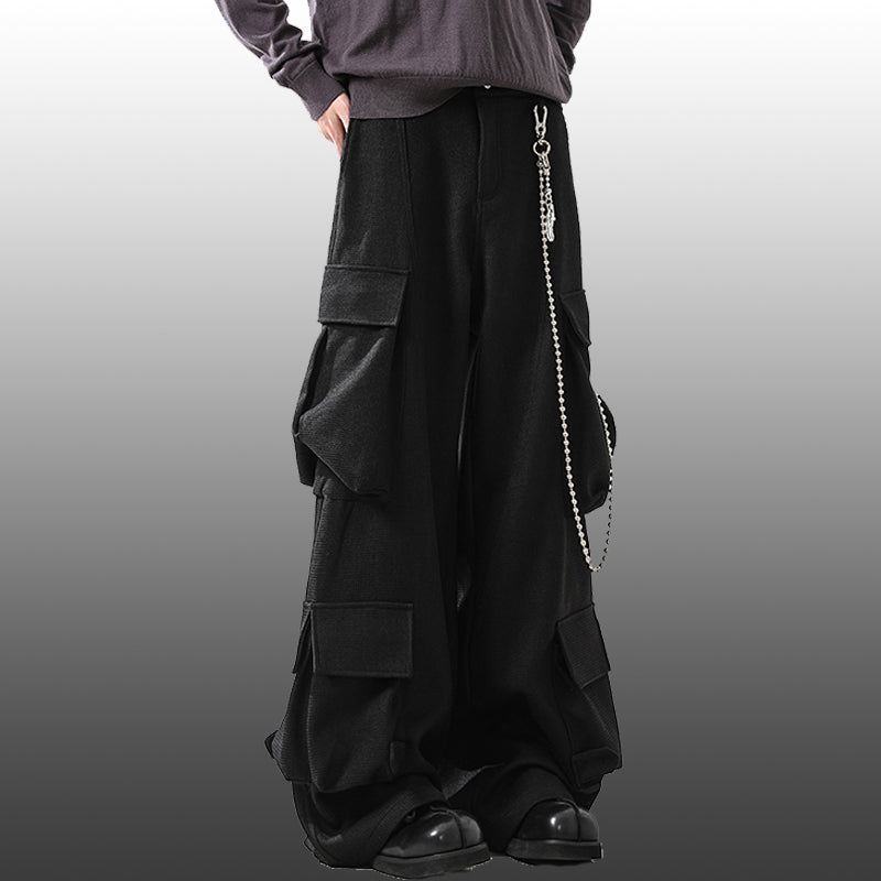 Multi-Pocket Cargo Wide-Leg Casual Pants