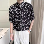 Printed Ice Silk Drape Short-sleeved Shirt