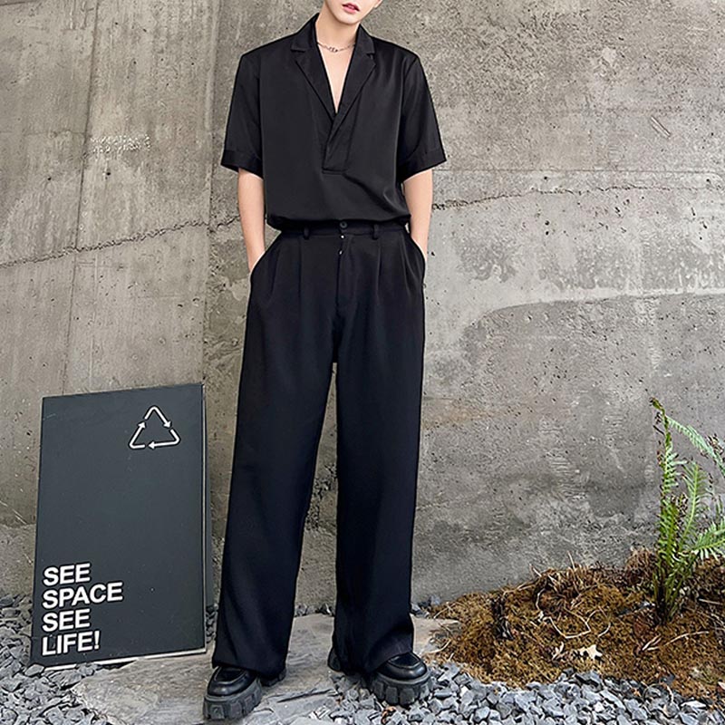 Deep V Neck Short Sleeve Shirt