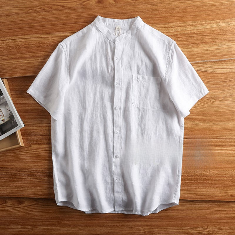 Linen Thin Retro Casual Stand Collar Shirt