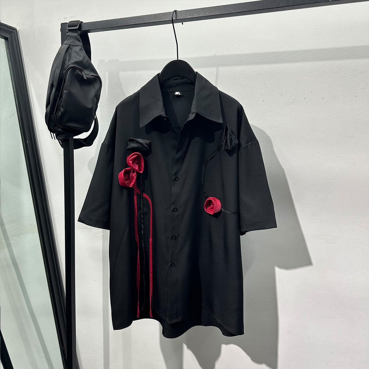 3D Rose Design Loose Casual Shirt