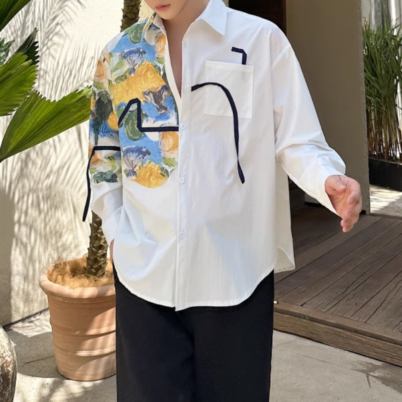French Oil Painting Patchwork Shirt