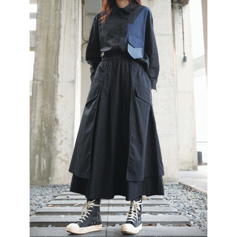 Dark layered pocket skirt