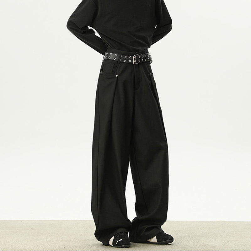 Pleated Wide-leg Deconstructed Loose Drape Trousers
