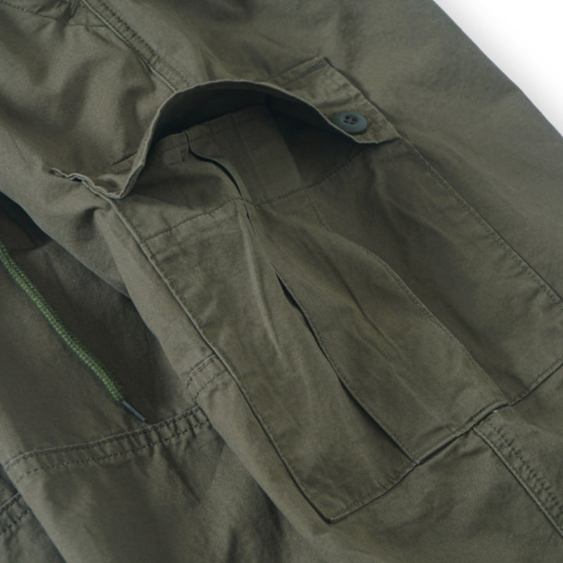 Japanese Retro Silhouette Multi-pocket Straight Wide-leg Pants