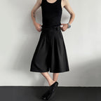 Button-embellished Draped Wide-leg Casual Suit Shorts