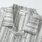 Colorblock Striped Cuban Collar Shirt