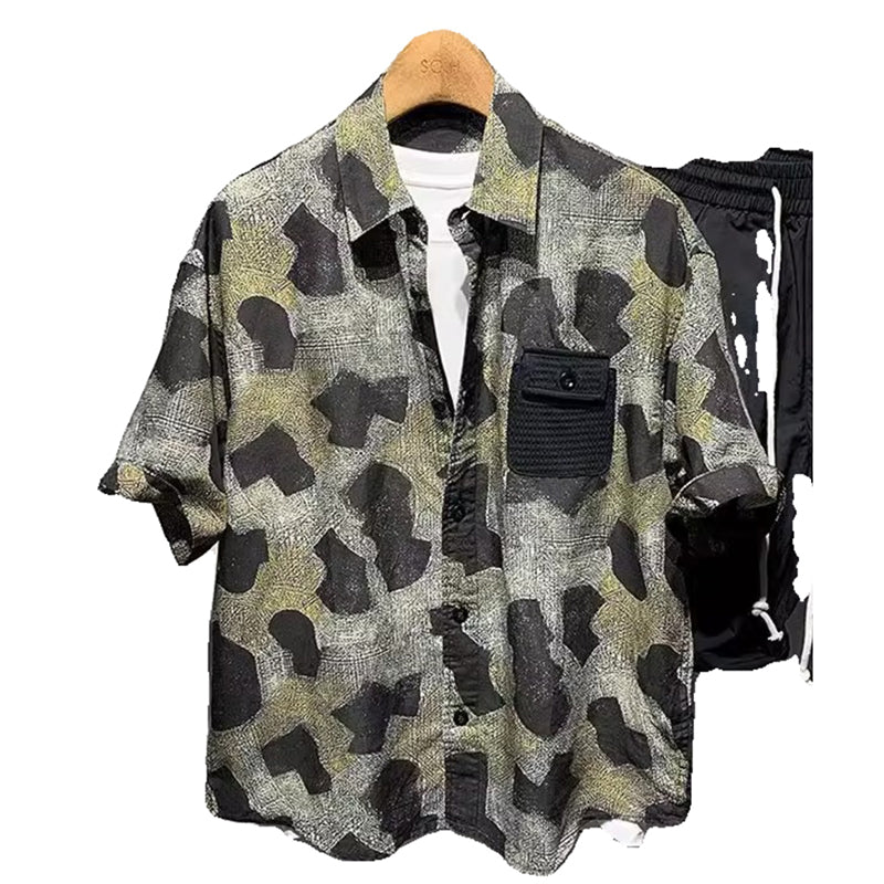 Printed Patchwork Casual Shirt