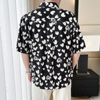 Ice Silk Loose Casual Heart Print Shirt